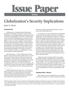 Issue Paper Globalization’s Security Implications R Lynn E. Davis