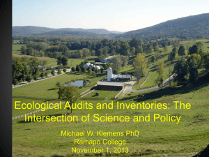 Ecological Audits and Inventories: The Intersection of Science and Policy Ramapo College