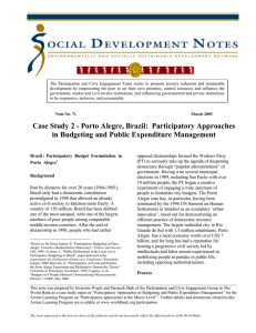 Case Study 2 - Porto Alegre, Brazil:  Participatory Approaches