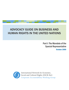 ADVOCACY GUIDE ON BUSINESS AND HUMAN RIGHTS IN THE UNITED NATIONS