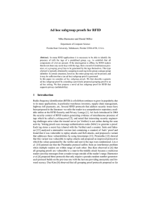 Ad hoc subgroup proofs for RFID Mike Burmester and Daniel Miller