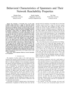 Behavioral Characteristics of Spammers and Their Network Reachability Properties Zhenhai Duan Kartik Gopalan