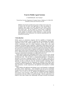 Trust in Mobile Agent Systems  J. Todd McDonald , Alec Yasinsac