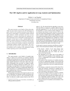 The CR# Algebra and its Application in Loop Analysis and... Robert A. van Engelen