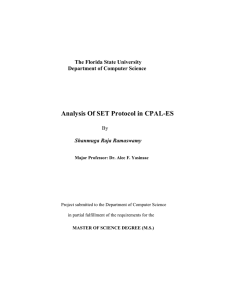 Analysis Of SET Protocol in CPAL-ES  The Florida State University