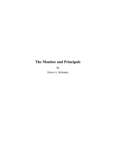 The Monitor and Principals By Edwin A. Melendez
