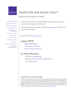 CENTER FOR ASIA PACIFIC POLICY International Programs at RAND