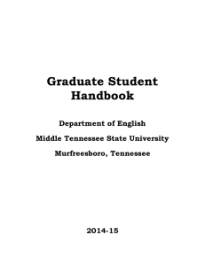 Graduate Student Handbook Department of English Middle Tennessee State University