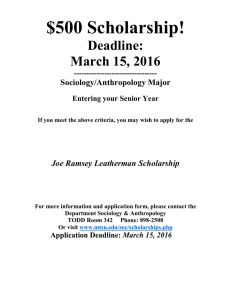 $500 Scholarship!  Deadline: March 15, 2016