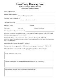 Dance/Party Planning Form Middle Tennessee State University Division of Student Affairs