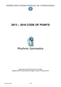 Rhythmic Gymnastics – 2016 CODE OF POINTS 2013