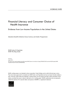 Financial Literacy and Consumer Choice of Health Insurance WORKING PAPER