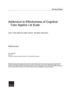 Addendum to Effectiveness of Cognitive Tutor Algebra I at Scale Working Paper