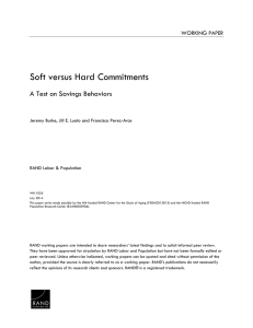 Soft versus Hard Commitments A Test on Savings Behaviors WORKING PAPER