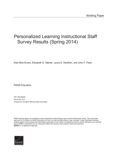 Personalized Learning Instructional Staff Survey Results (Spring 2014) Working Paper