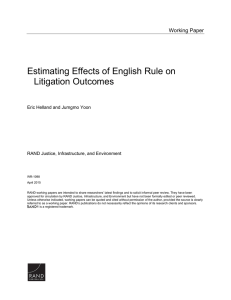 Estimating Effects of English Rule on Litigation Outcomes Working Paper