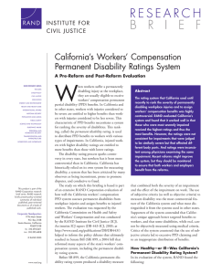 W California’s Workers’ Compensation Permanent Disability Ratings System A Pre-Reform and Post-Reform Evaluation