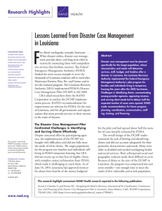 F Lessons Learned from Disaster Case Management in Louisiana