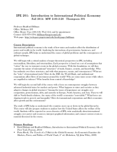IPE 201:  Introduction to International Political Economy