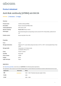 Anti-Bak antibody [AT8B4] ab104124 Product datasheet 2 Abreviews 2 Images
