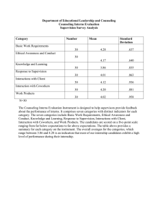 Department of Educational Leadership and Counseling Counseling Interns Evaluation Supervision Survey Analysis