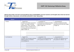 HUPF 1321 Swimming II Reflective Essay