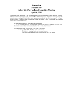 Addendum Minutes for University Curriculum Committee Meeting April 1, 2005