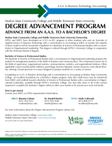 DEGREE ADVANCEMENT PROGRAM ADVANCE fROM AN A.A.S. TO A BACHELOR’S DEGREE