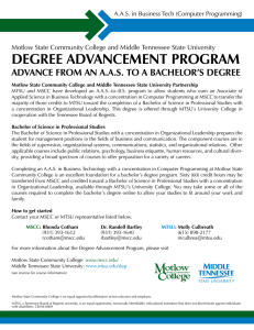 DEGREE ADVANCEMENT PROGRAM ADVANCE fROM AN A.A.S. TO A BACHELOR’S DEGREE