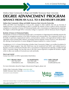 DEGREE ADVANCEMENT PROGRAM ADVANCE fROM AN A.A.S. TO A BACHELOR’S DEGREE