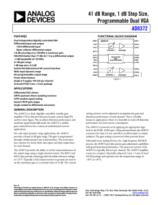 41 dB Range, 1 dB Step Size, Programmable Dual VGA AD8372