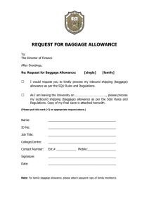 □  REQUEST FOR BAGGAGE ALLOWANCE