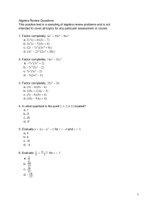 Algebra Review Questions