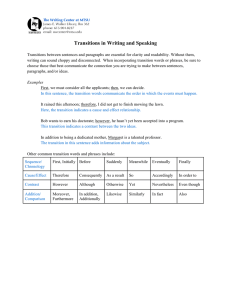 Transitions in Writing and Speaking
