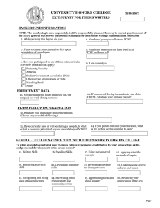 UNIVERSITY HONORS COLLEGE Semester: EXIT SURVEY FOR THESIS WRITERS BACKGROUND INFORMATION