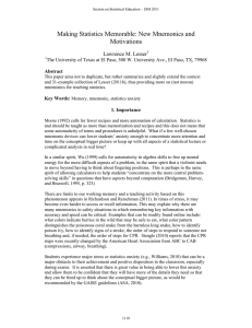 Making Statistics Memorable: New Mnemonics and Motivations Lawrence M. Lesser
