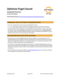 Optimize Puget Sound PeopleSoft Financials Grants and Projects