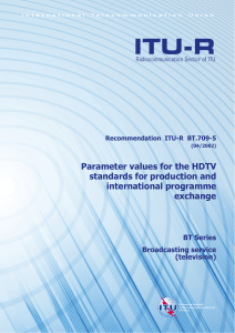 Parameter values for the HDTV standards for production and international programme exchange