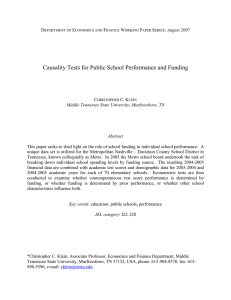 Causality Tests for Public School Performance and Funding