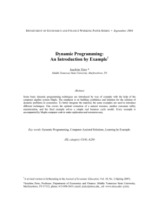 Dynamic Programming: An Introduction by Example  Joachim Zietz *