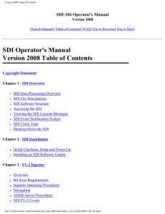 SDI Operator's Manual Version 2008 Table of Contents SDI-104 Operator's Manual