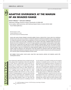 ADAPTIVE DIVERGENCE AT THE MARGIN OF AN INVADED RANGE Francis F. Kilkenny