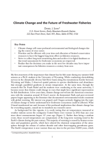 Climate Change and the Future of Freshwater Fisheries D J. i *
