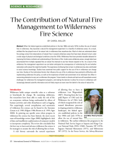 The Contribution of Natural Fire Management to Wilderness Fire Science SCIENCE &amp; RESEARCH