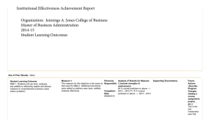 Institutional Effectiveness Achievement Report Master of Business Administration
