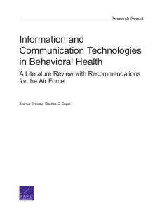 Information and Communication Technologies in Behavioral Health A Literature Review with Recommendations