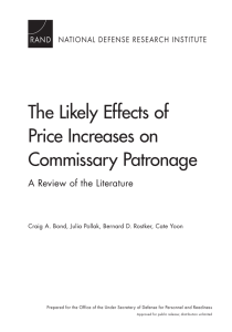 The Likely Effects of Price Increases on Commissary Patronage