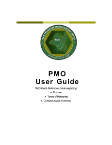 P M O User   Guide PMO Quick Reference Guide regarding: Purpose