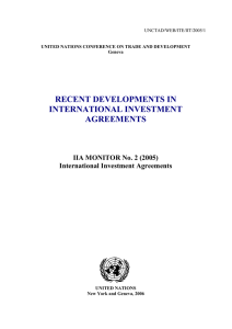 RECENT DEVELOPMENTS IN INTERNATIONAL INVESTMENT AGREEMENTS