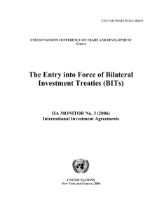 The Entry into Force of Bilateral Investment Treaties (BITs)
